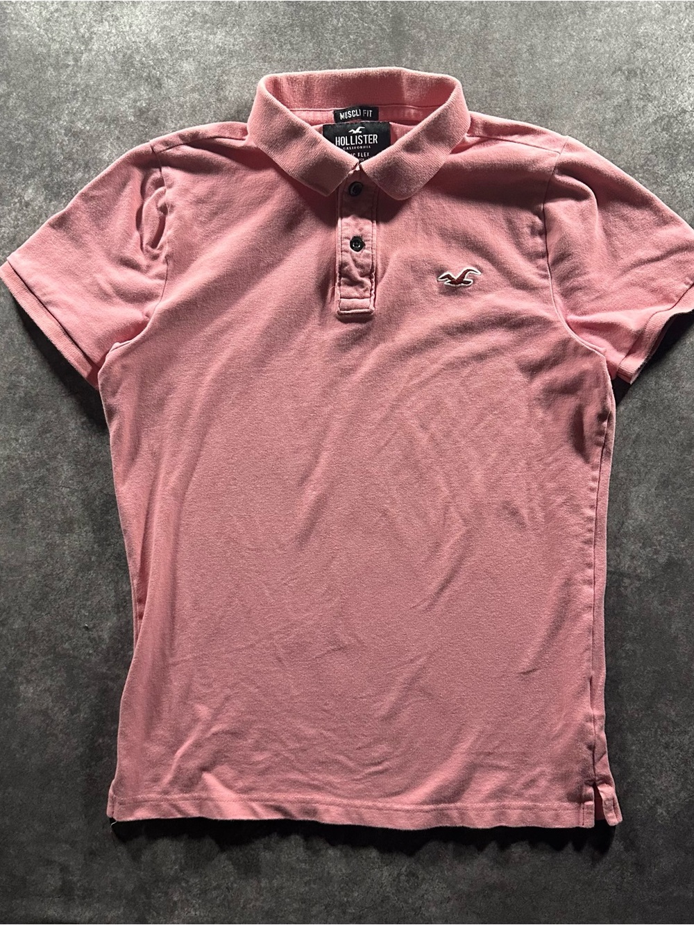 Hollister Mens Pink Muscle Fit Polo Shirt Size M
